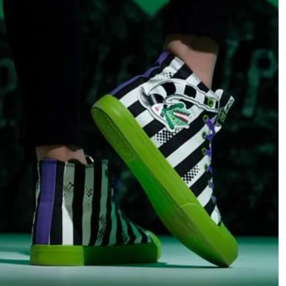 BEETLEJUICE sneakers shoes black and white sandworm striped stripe Tim Burton - Picture 9 of 16